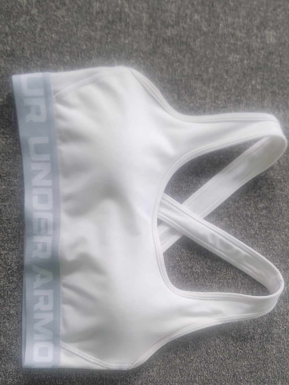 Under Armour White Sports Bra with Light Gray Branded Band